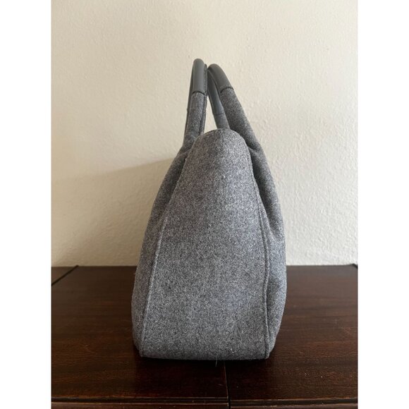 Kate Spade New York Gray Felt Tote Bag With Colorful Buttons & Leather Handles - Picture 11 of 14